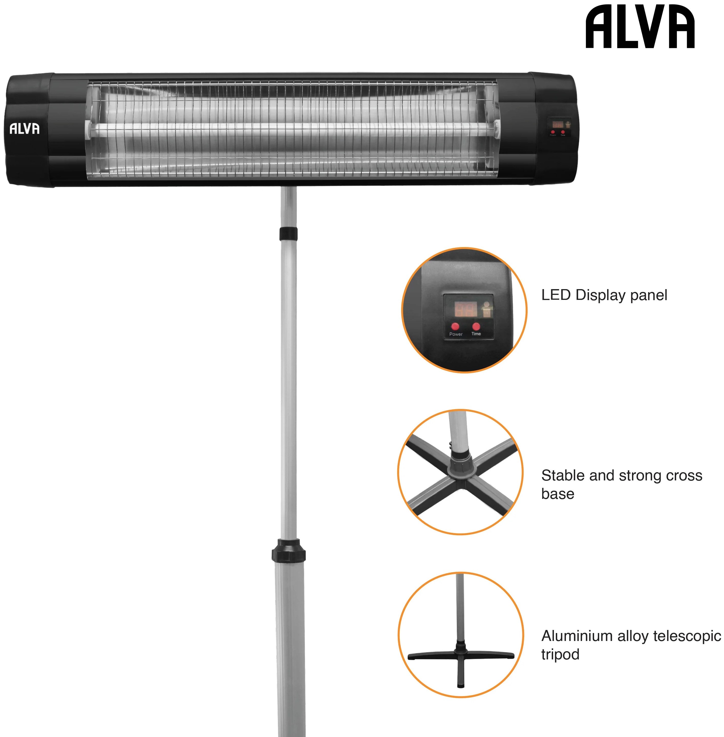 Alva Electric Infrared Heater with Telescopic Stand