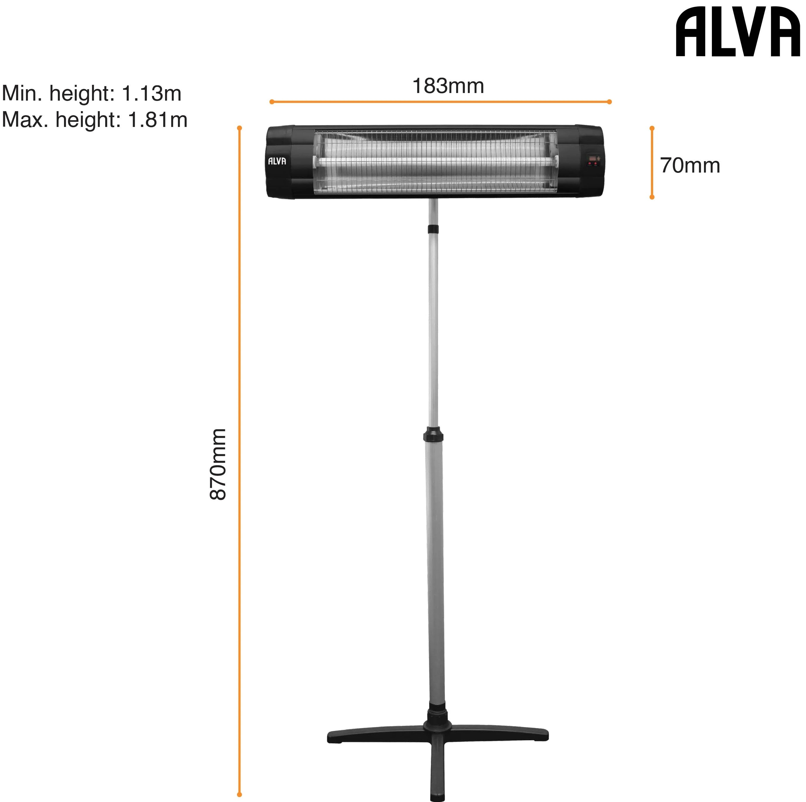 Alva Electric Infrared Heater with Telescopic Stand